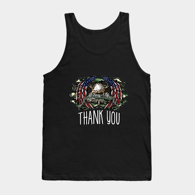 Thank You Veterans day Eagle Flag Tank Top by Barnard